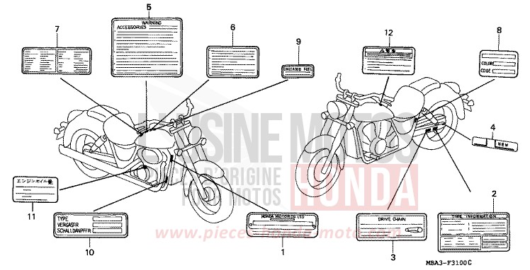 CAUTION LABEL for Shadow Aero PEARL IVORY CREAM (Y137G) from 1999